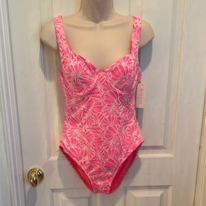 Beach joy NWT pink and white one piece swimsuit